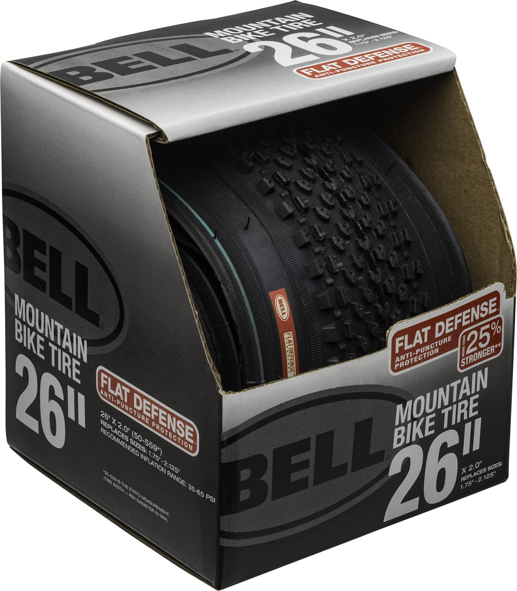 Bell 7091040 Flat Defense Mountain Bike Tire, 26'' X 1.75-2.125'', Black