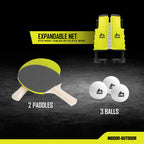 Rbx On-The-Go Ping Pong Travel Set With Telescopic Table Tennis Net, 2 Paddles, & 3 Balls