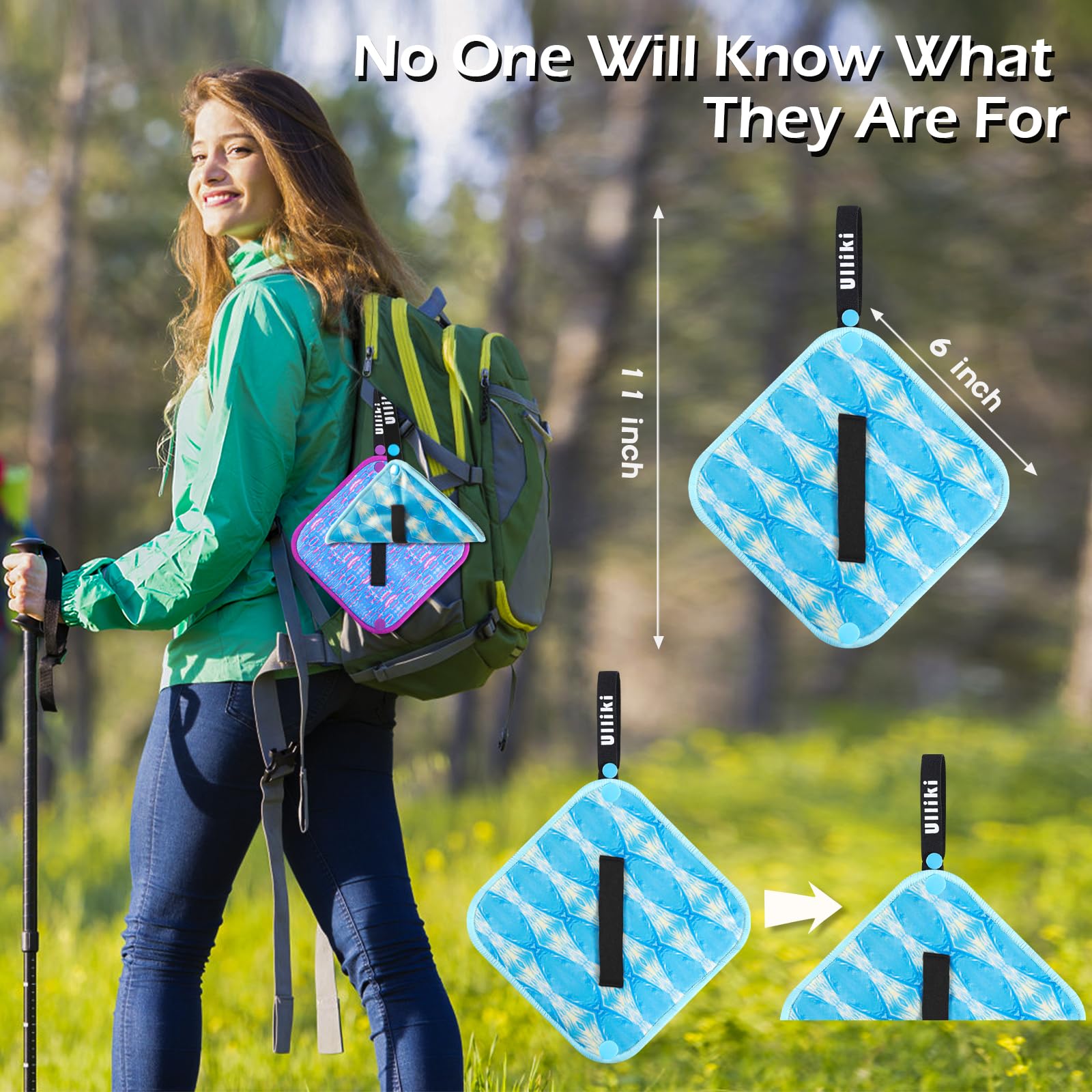 Ulliki Pee Cloth For Women, Reusable Pee Rag Hiking Camping, Reusable Absorbent Toilet Paper Washable, Outdoor Pee Pad Travel Ca