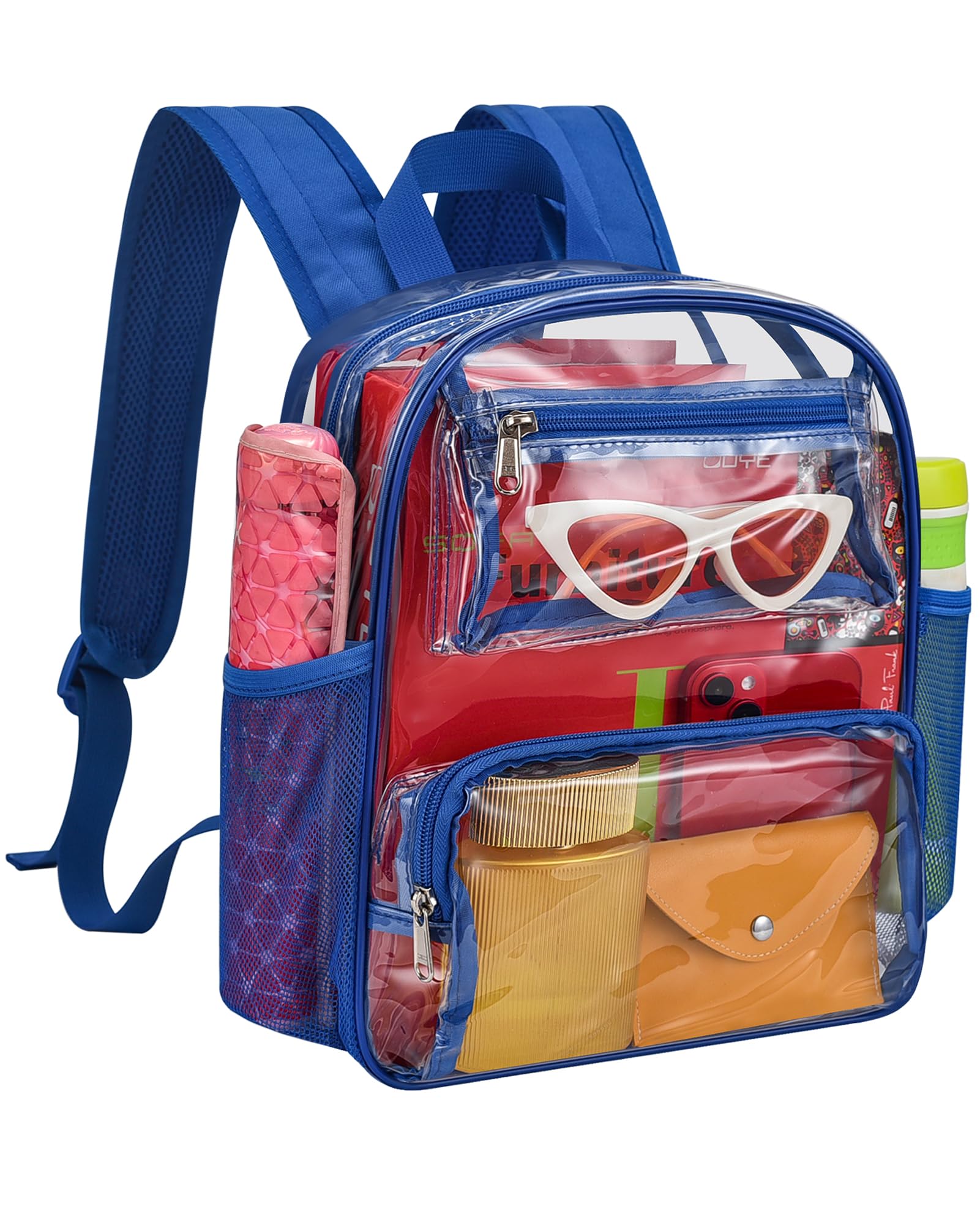 MAY TREE Small Clear Backpack Stadium Approved for Women and Men Clear Bag for Stadium Events Concert Sporting Festival, Blue