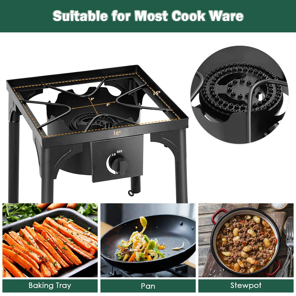 Goplus Outdoor Camping Stove, Single Burner Propane Gas Cooker W/Detachable Legs & 0-20 Psi Regulator & Csa Approval For Camp Pa