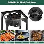 Goplus Outdoor Camping Stove, Single Burner Propane Gas Cooker W/Detachable Legs & 0-20 Psi Regulator & Csa Approval For Camp Pa