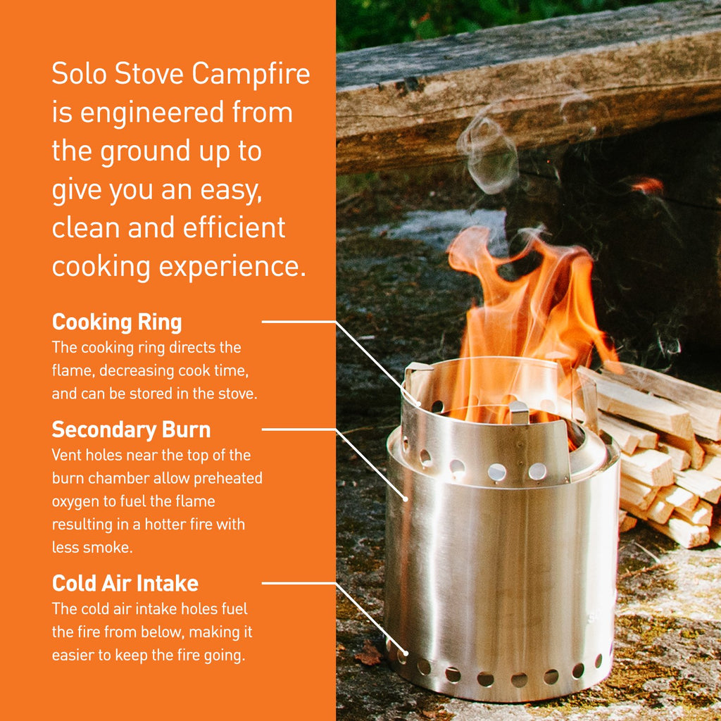 Solo Stove Campfire 2 Pot Set Combo - 4+ Person Wood Burning Camping Stove  Outdoor Kitchen Kit For Backpacking Camping Survival