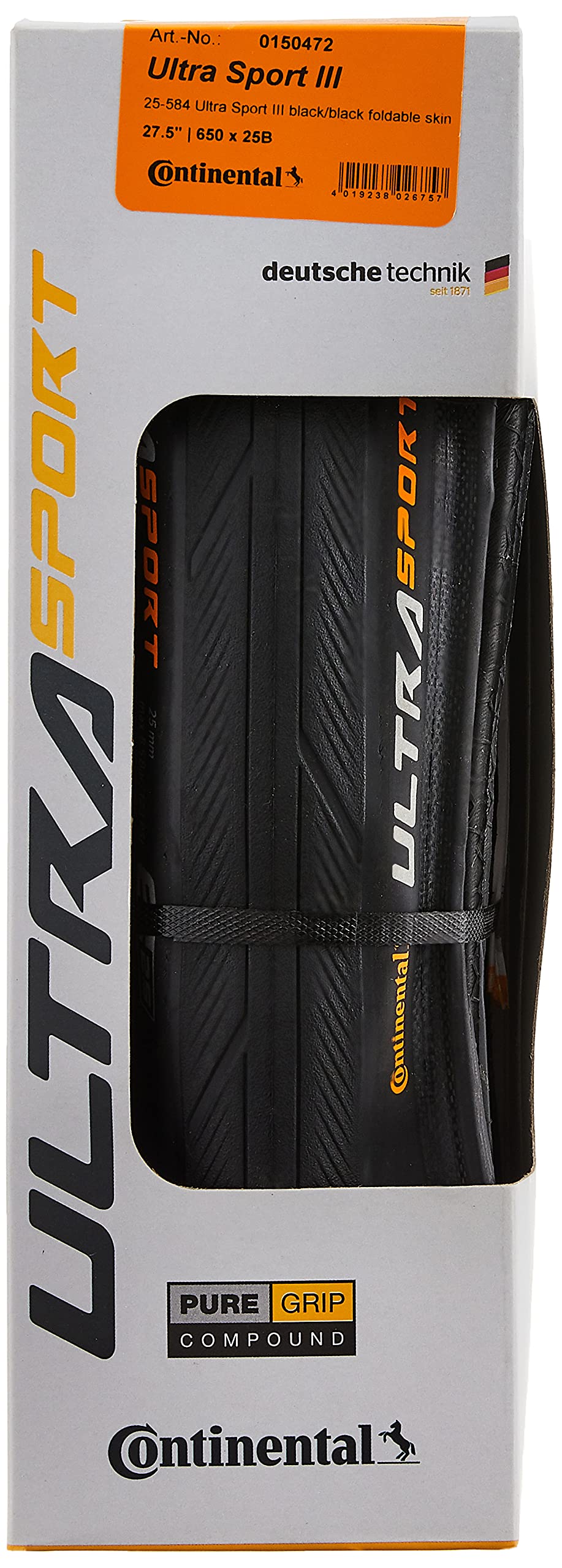 Continental Ultra Sport Iii 700X23 Black Folding Puregrip