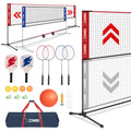 JOLORLY Badminton Sets for Backyards, Kids Volleyball Pickleball Combo Set with Net, Adjustable Width and Height (13.5ft/20ft Wi