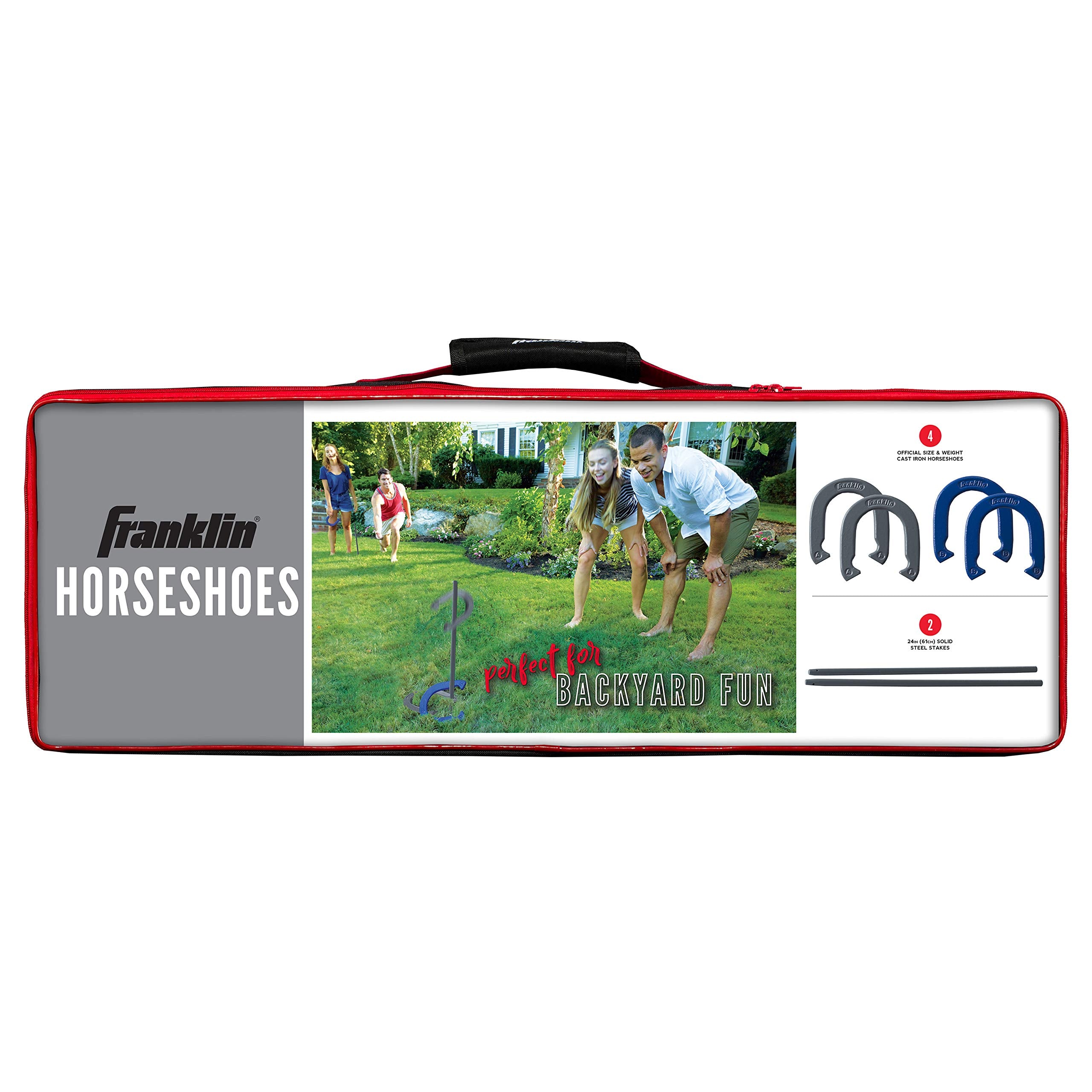 Franklin Sports Horseshoes Set - Metal Horseshoe Game Set For Adults + Kids - Official Weight Steel Horseshoes - Beach + Lawn Ho