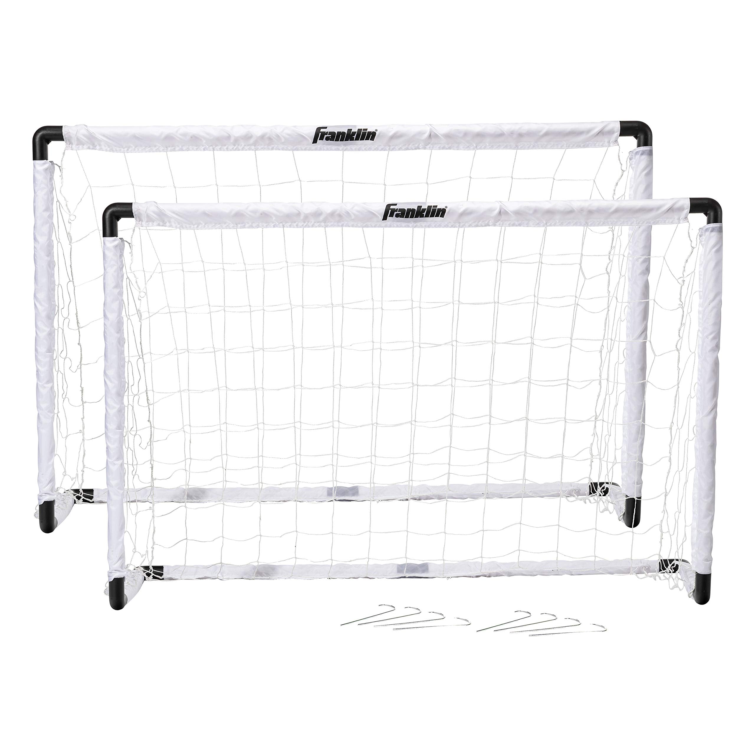 Franklin Sports Kids Soccer Goal Set - Portable Backyard Youth Soccer Goals - 2 Mini Soccer Goals with Ground Stakes - 54 x 36,B