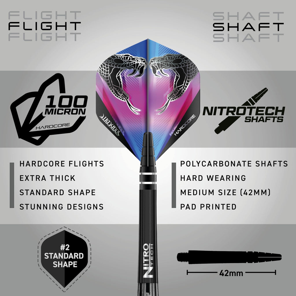 Red Dragon Peter Wright Snakebite 3: 26G Tungsten Darts Set With Flights And Stems