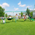 Sportspower Bayside 7-in-1 Outdoor Backyard Metal Swing Set for Kids, 1000 lb Capacity, Teeter-Totter, Swing, Saucer, Standing S