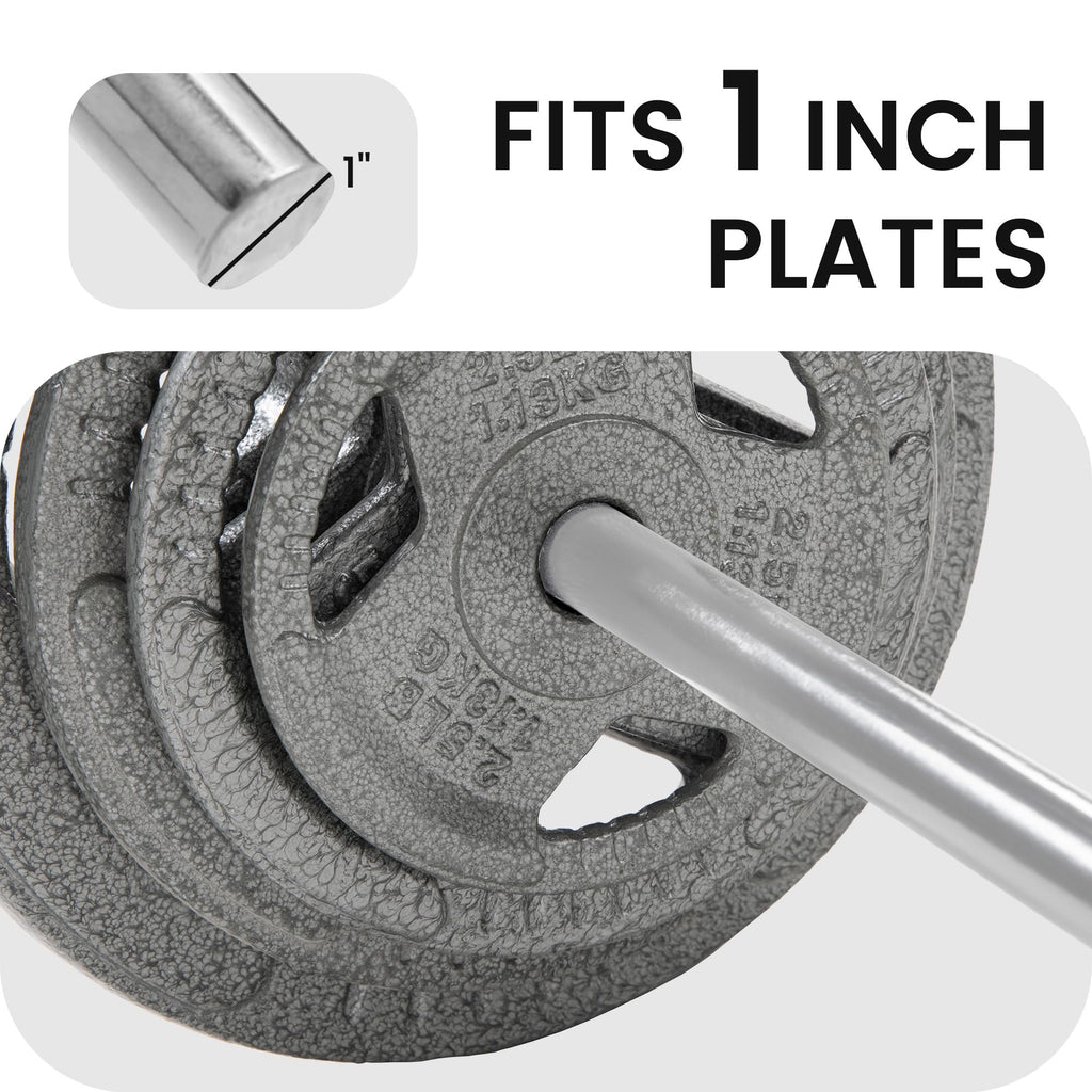 Fitvids 7FT Stardard Barbell for Weightlifting and Power Lifting - 300 Pound Capacity - 7FT, Chrome - 7-Foot, Black