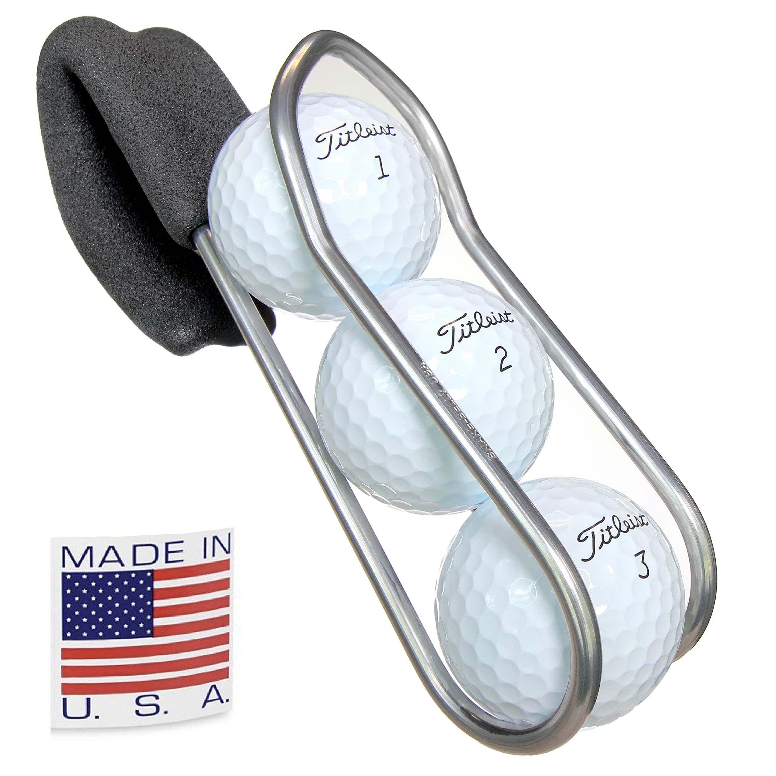 Snakebelly Golf Ball Holder With Quick-Draw Release (3-Ball, Aluminum, 1)