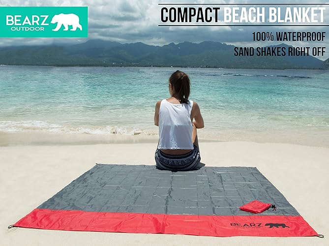 Bearz Outdoor Pocket Blanket - Beach Blanket Waterproof Sandproof, Picnic Blankets Waterproof Foldable, Lightweight & Compact Fo