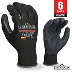 Linconson 12 Pack Safety Performance Series Construction Mechanics Work Gloves (M (120 Pairs), Black  Red)