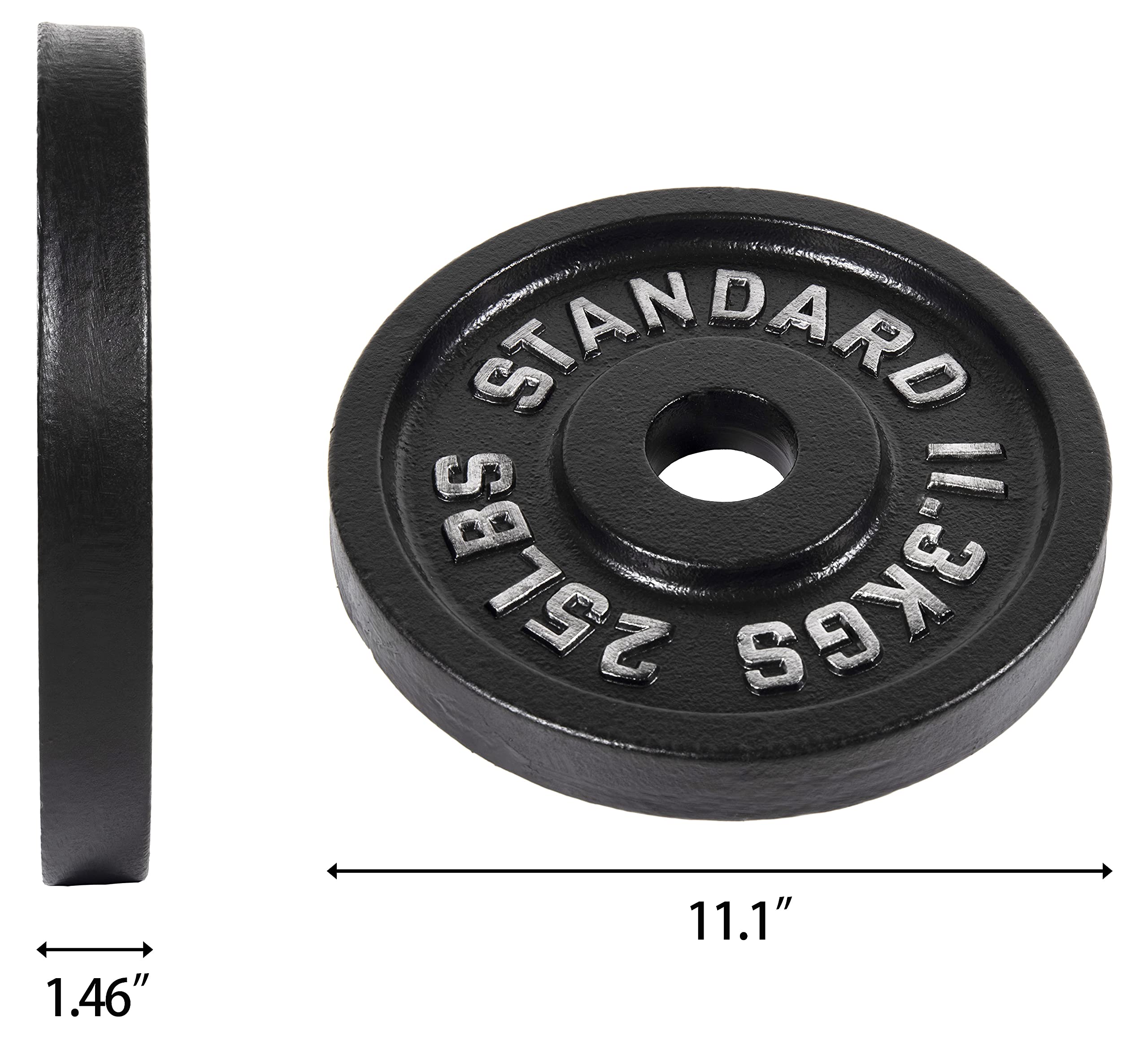 Fitvids Cast Iron Plate Weight Plate for Strength Training and Weightlifting, 2-Inch Center (Olympic), 25LB (Set of 2)