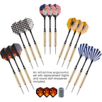 Uzopi 15 Packs Steel Tip Darts 18 Grams With Dart Sharpener And 3 Extra Flights, Aluminum Shafts & Brass Barrels, Levels In Ever