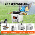 Vevor Camping Wood Stove Stainless Steel Camping Tent Stove, Portable Wood Burning Stove With Chimney Pipes & Gloves, 1646Infire