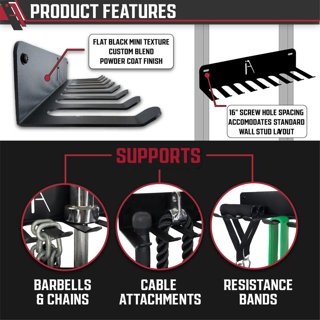 Iron American Multi-Purpose Omega Gym Storage Rack 9 Or 11 Gym Hook Heavy-Duty Gym Wall Organizer Gym Hanger, Gym Accessory Stor