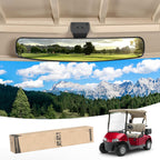 10L0L Universal Adjustable Golf Cart Panoramic Rear View Mirror, Rotatable 270 Rotation 16.5''Wide Angle Full Rearview Mirror Fo