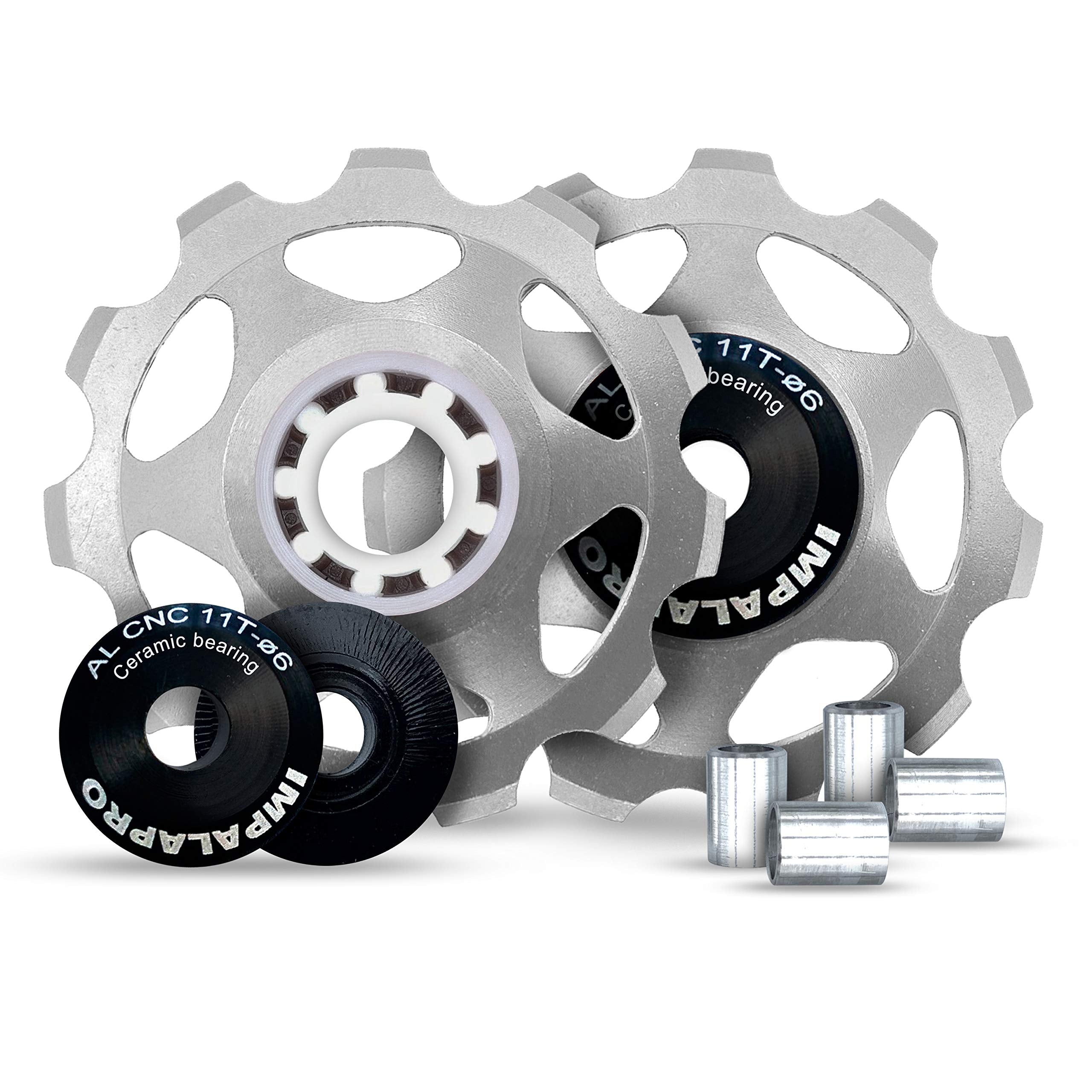 Impalapro Bike Set Of 2 Ceramic Jockey Wheels 11T - Derailleur Pulley - Jockey Wheel Shimano - Jockey Wheels 11 Speed - Pulley S