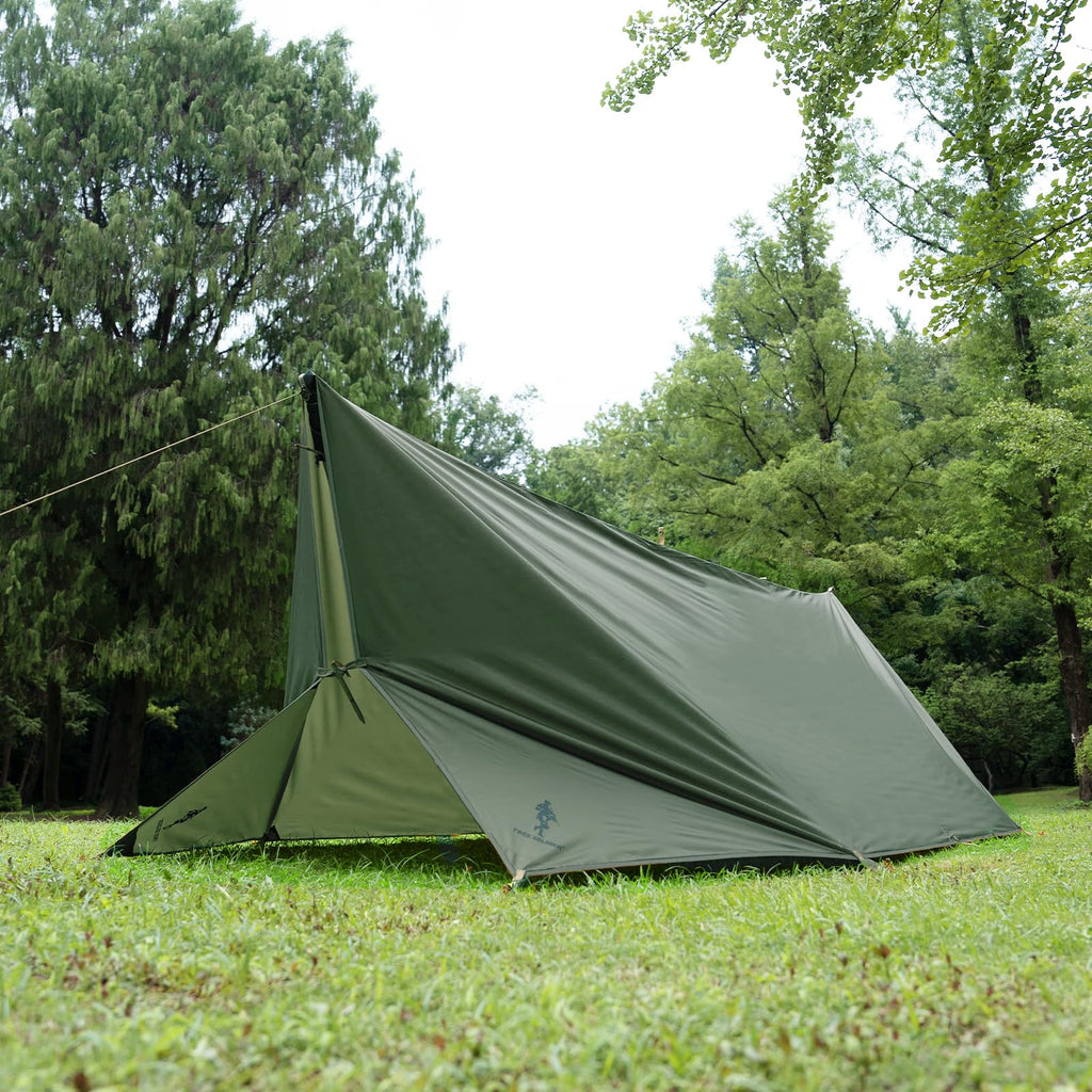 Free Soldier Camping Tarp Waterproof Portable Multifunctional Outdoor Traveling Awning Backpacking Shelter Rain Tarp (Lake Green