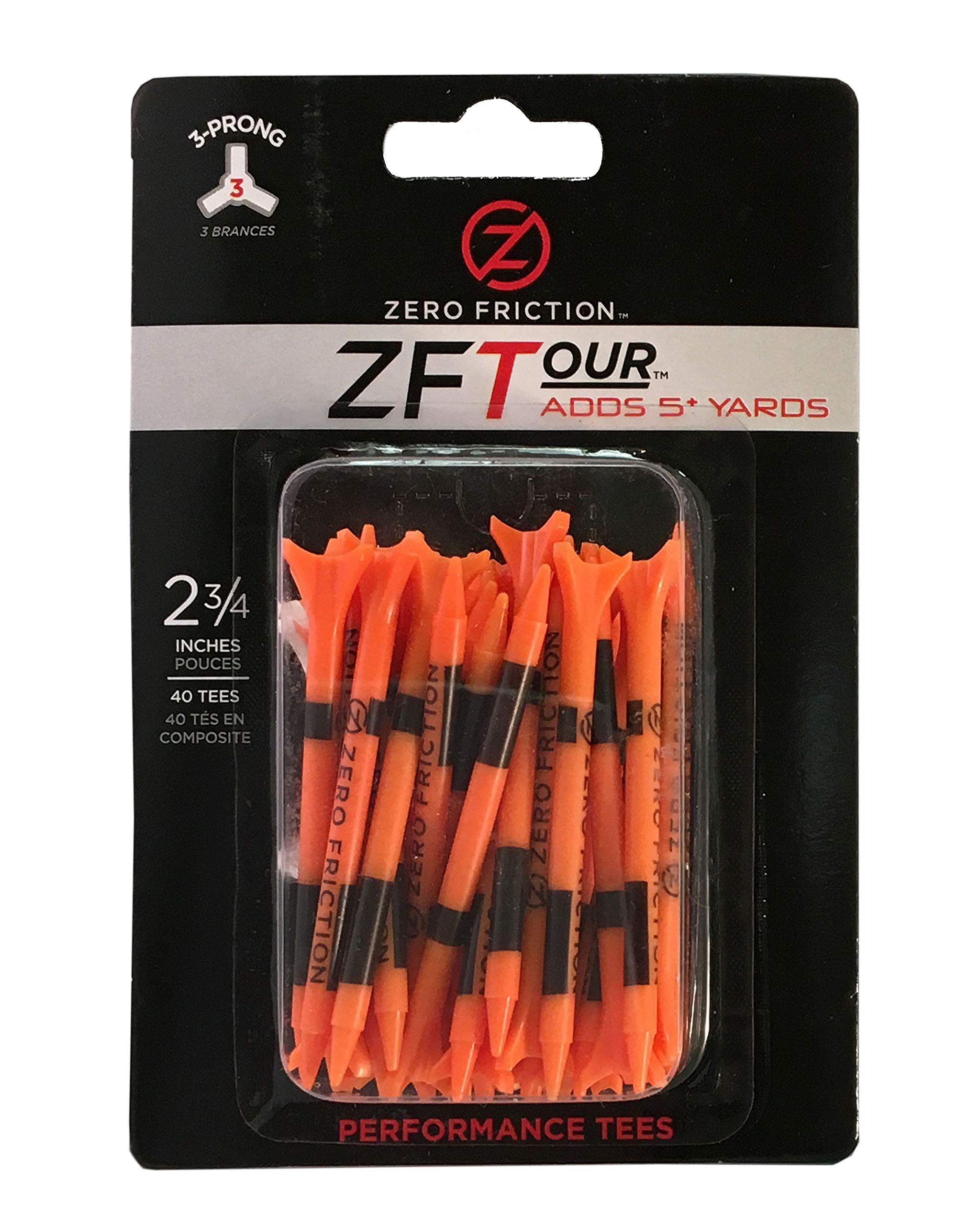 Zero Friction Tour 3-Prong Golf Tees (2-3/4 Inch, Orange, Pack of 40)