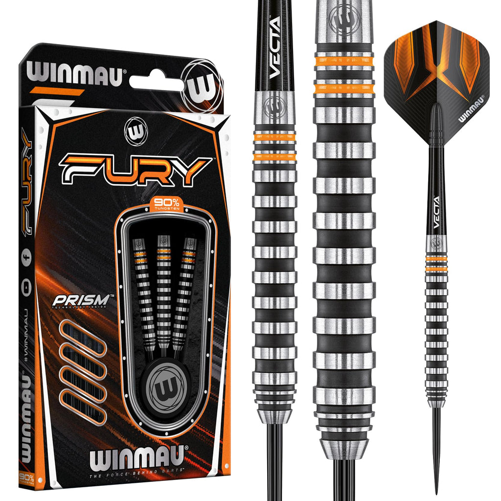 Winmau Fury 22 Gram Tungsten Darts With Prism Flights And Vecta Shafts (Stems)