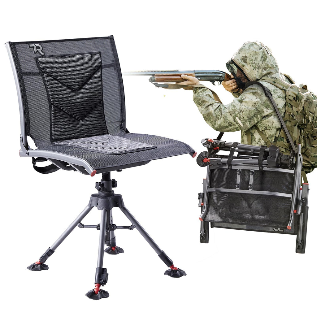 Tr 360 Degree Swivel Hunting Blind Chair,400 Lbs Capacity Silent,4 Legs Height Adjustable,Comfortable Padded Seat,Portable Groun