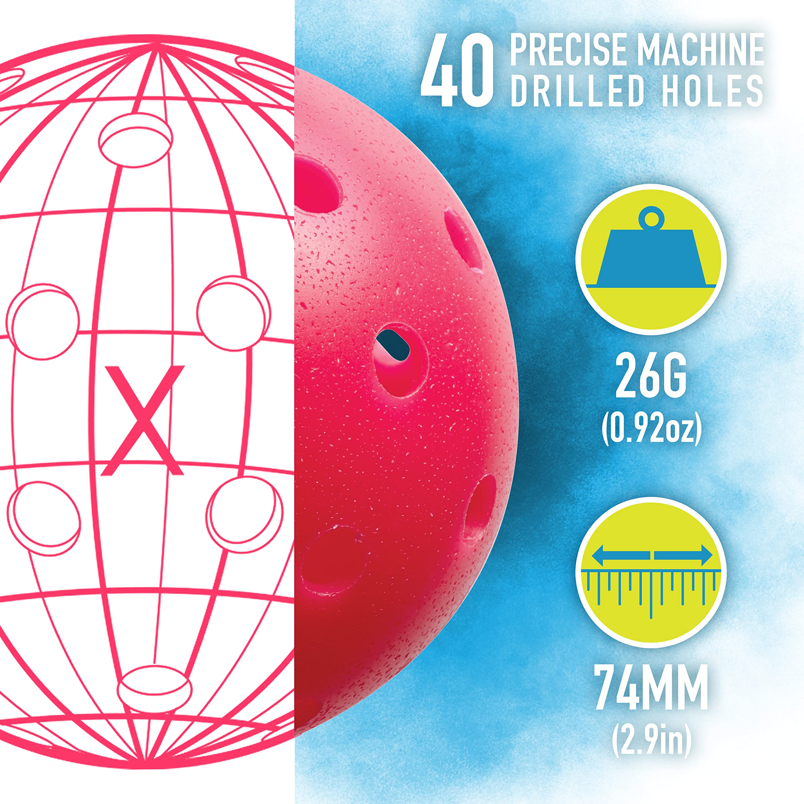 Franklin Sports Outdoor Pickleballs - X-40 Pickleball Balls - Usa Pickleball (Usapa) Approved - 12 Pack Outside Pickleballs - Pi