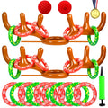 Hapdoop 2-4 Players Inflatable Reindeer Antler Ring Toss Game For Christmas Party - Game Rules Included (2 Antlers 10 Rings)