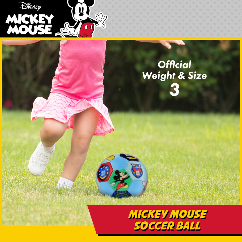 Disney Mickey Mouse Soccer Ball, Team Mickey Youth Kids Mini Soccer Ball, Blue, Size 3