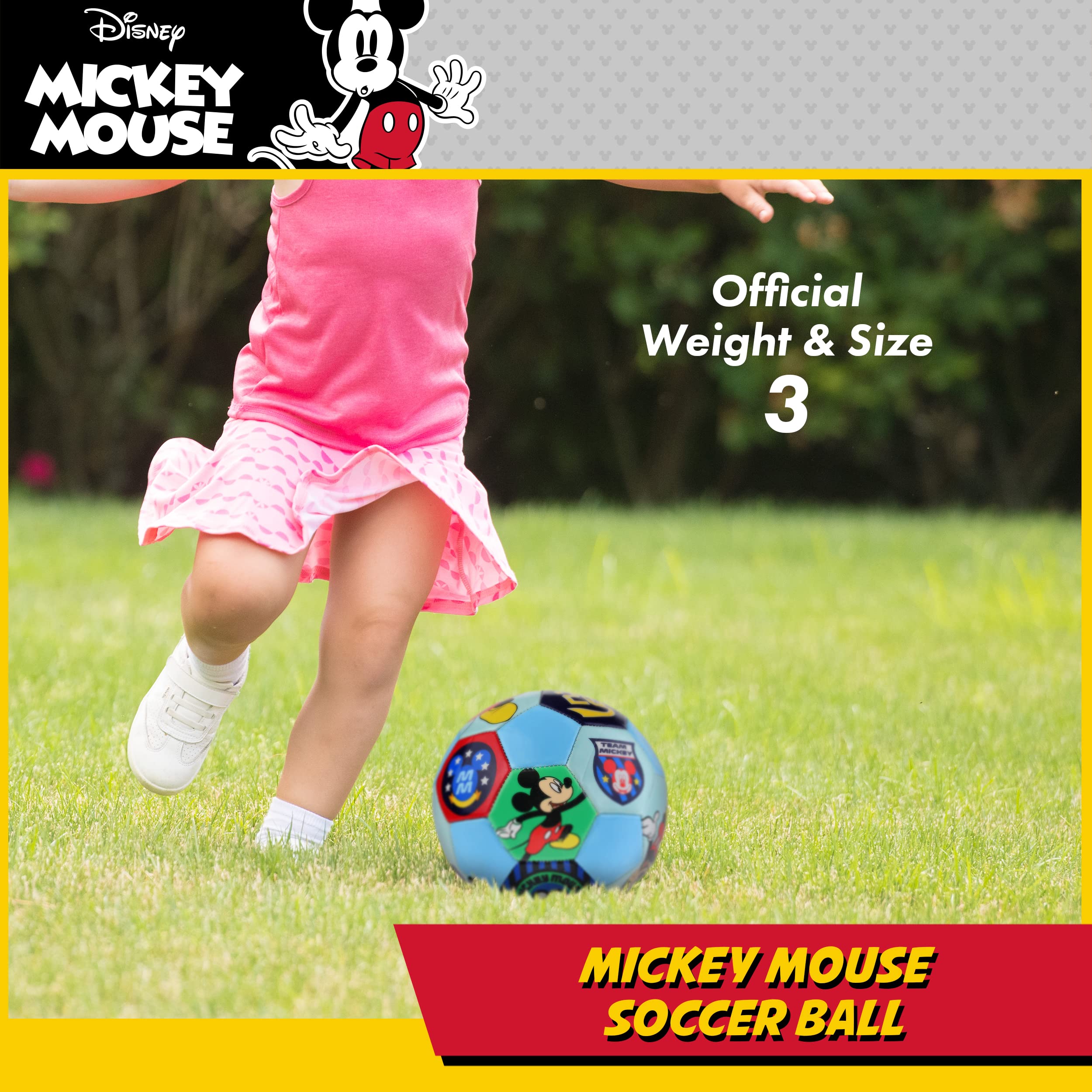 Disney Mickey Mouse Soccer Ball, Team Mickey Youth Kids Mini Soccer Ball, Blue, Size 3