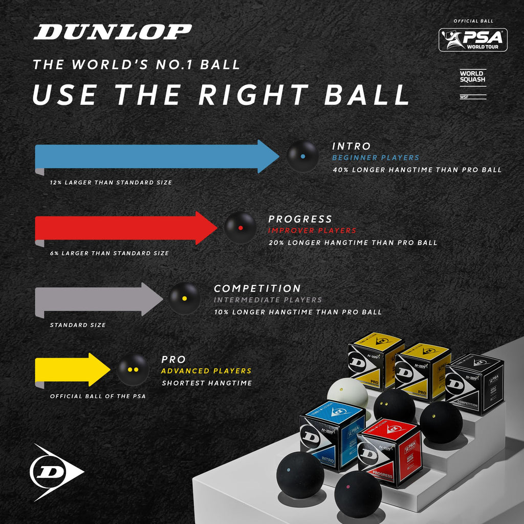 Dunlop Pro Squash Balls (1 Ball Box 12) -Ds