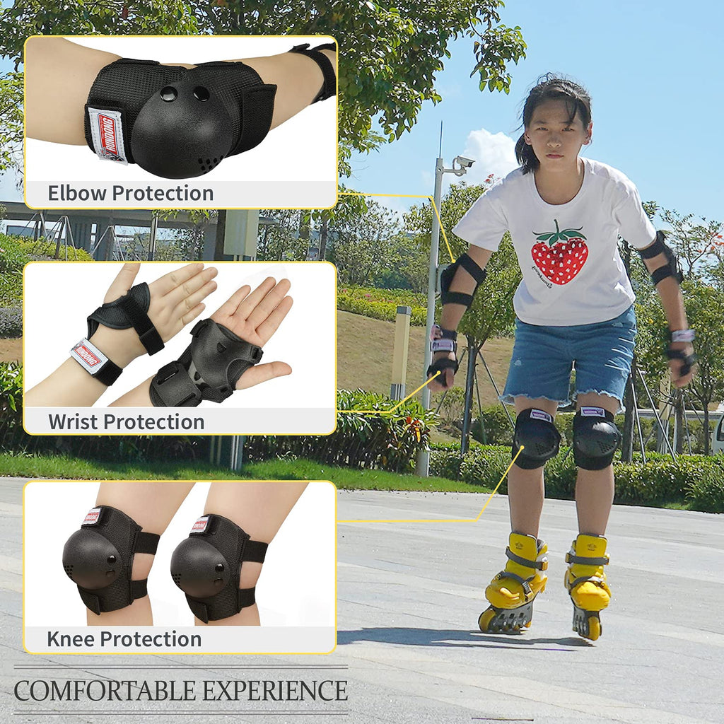 Sohour Home Kids Knee Pads Elbow Pads Wrist Guards 3 In1Protective Set For 3-15 Years Child Skateboard, Roller Skates, Inline Sk