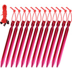 Clostnature Aluminum Tent Stakes - Heavy Duty Tent Pegs With Ropes, Ultralight Tent Stakes For Camping, Canopy(12Pc Pack)