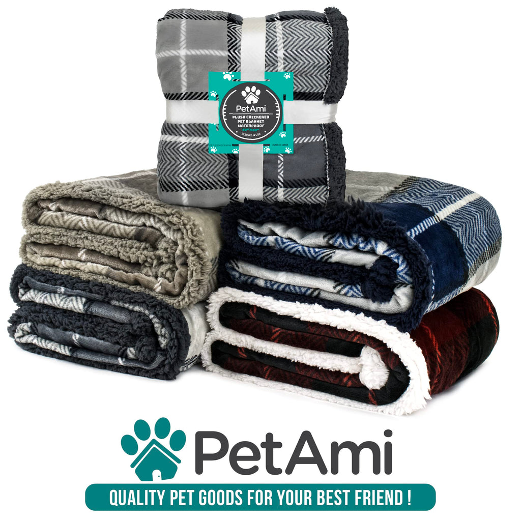 Petami Dog Blanket, Plaid Sherpa Dog Blanket  Plush, Reversible, Warm Pet Blanket For Dog Bed, Couch, Sofa, Car (Taupe, 60X40 In