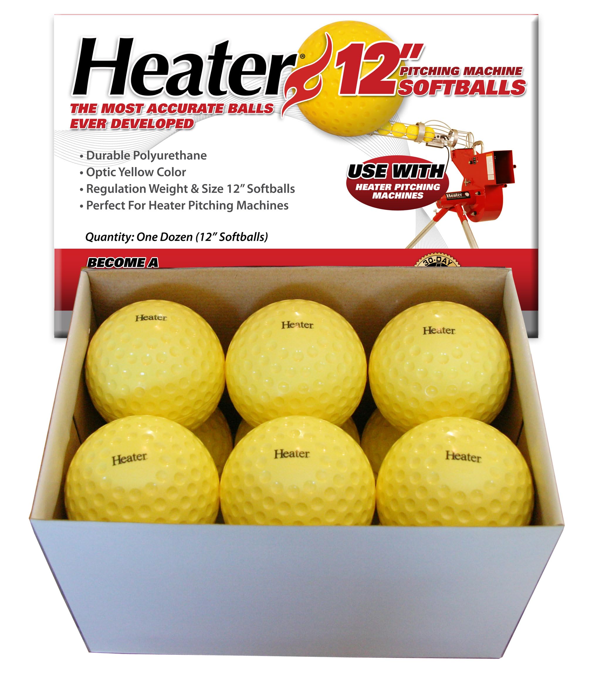 Heater Sports 12 Inch Pitching Machine Softballs - 1 Dozen, Accurate And Durable Regulation Weighted Softballs Softball And Comb