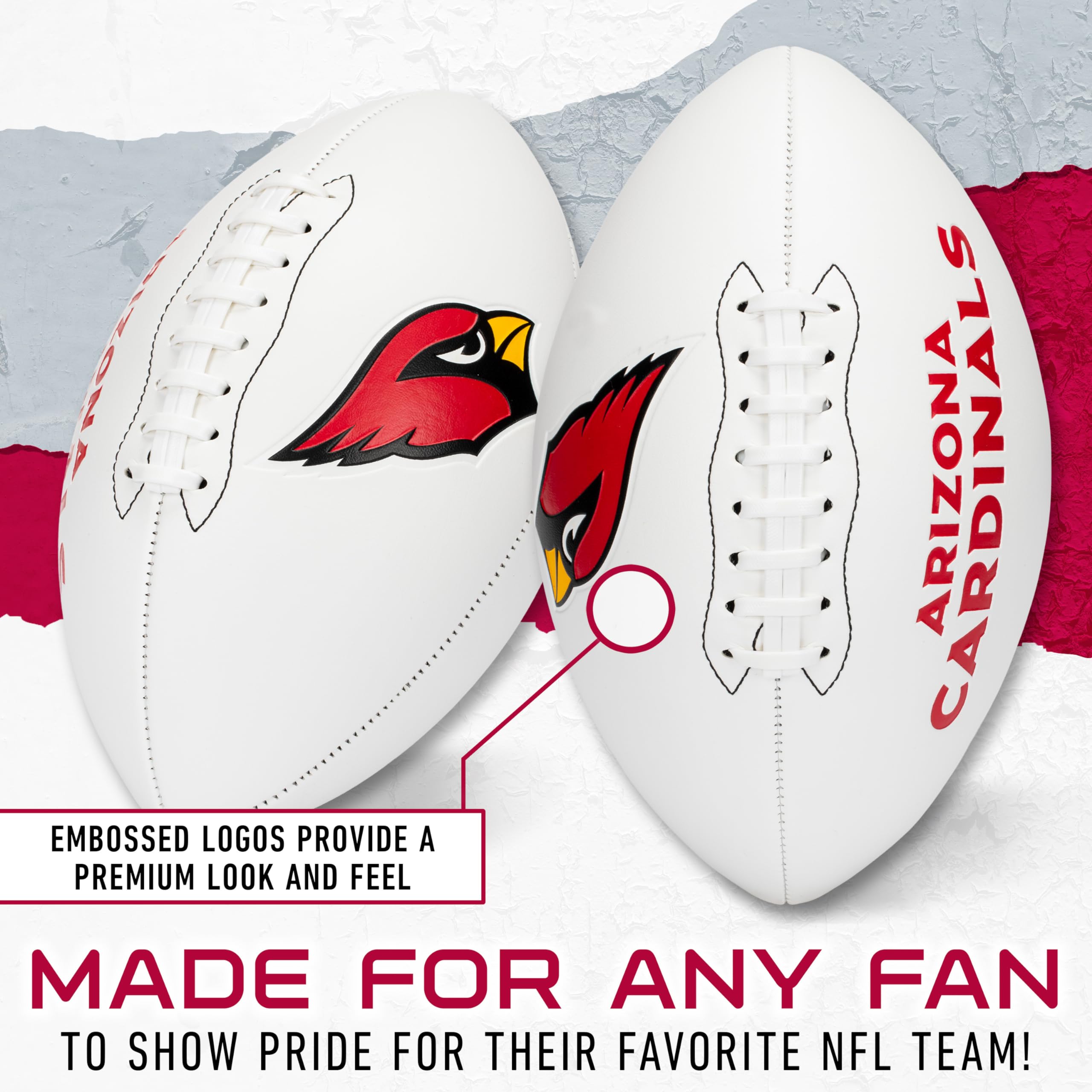 Franklin Sports Nfl Arizona Cardinals Autograph Football - Official Size White Panel Souvenir Football For Autographs + Signatur