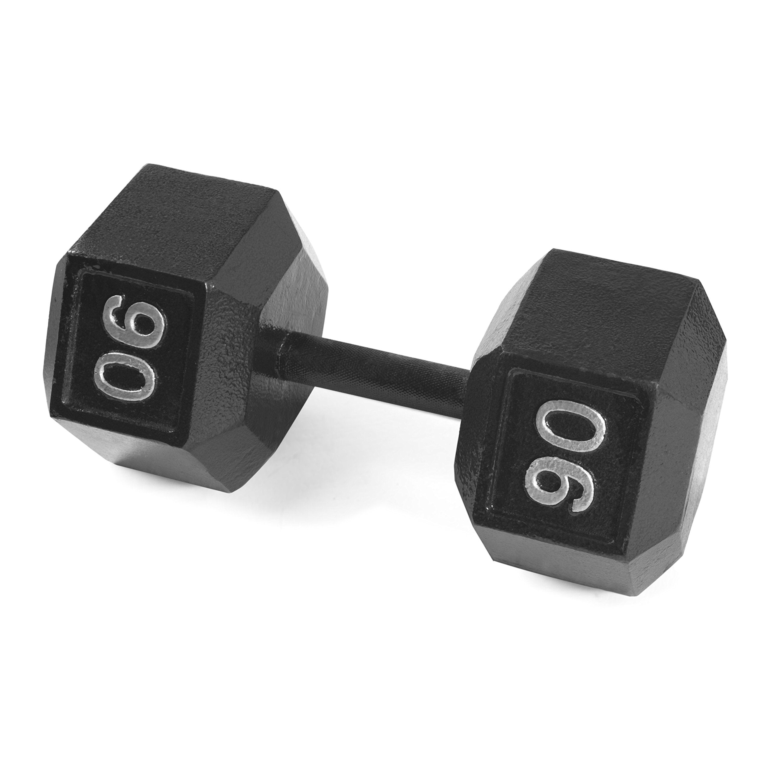 CAP Barbell Cast Iron Hex Dumbbell, Black, Single, 90 lb