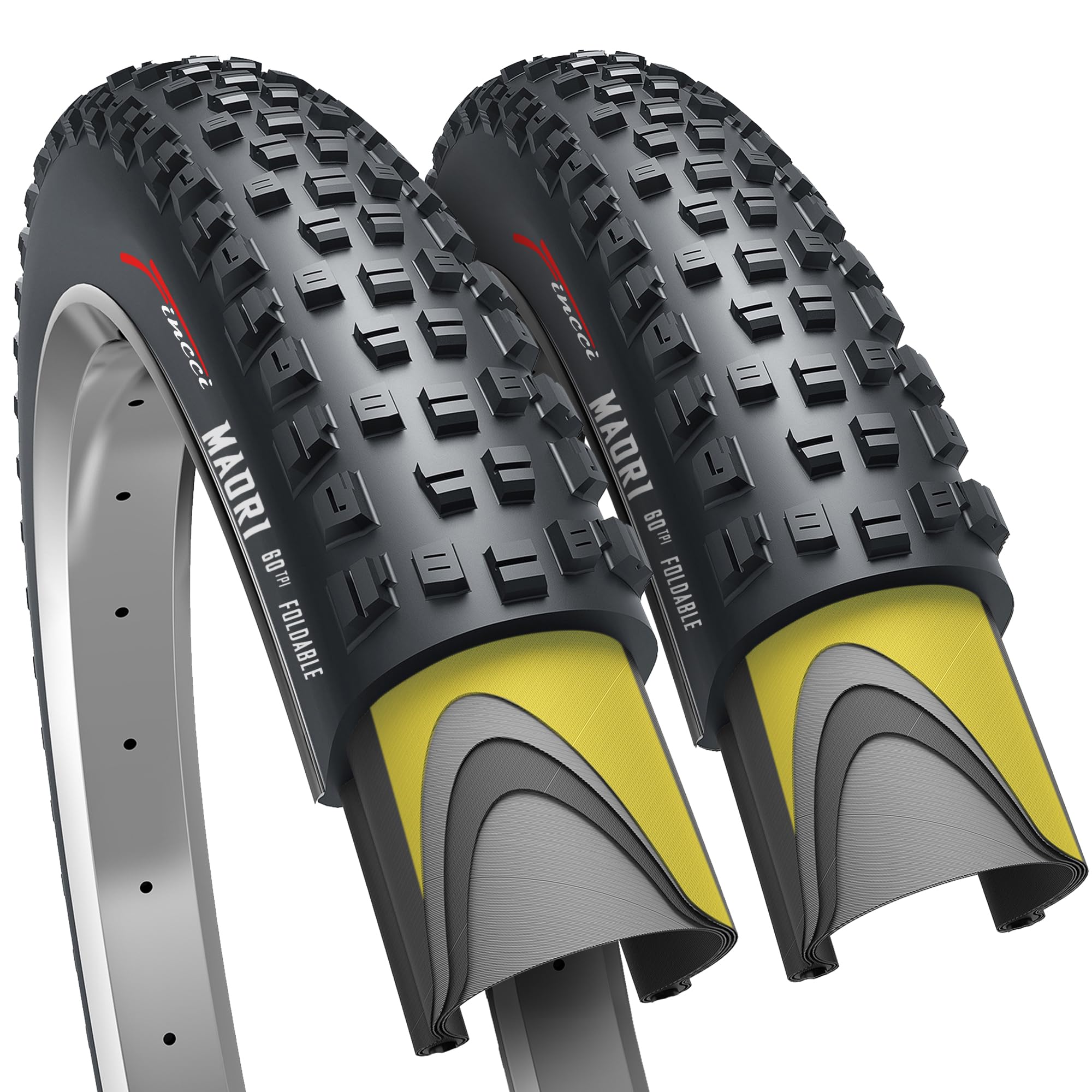 Fincci Maori Pair 27.5 X 2.35 Foldable Mountain Bike Tire 60-584 60 Tpi With Nylon Protection For Mountain Enduro Mtb Hybrid Bic