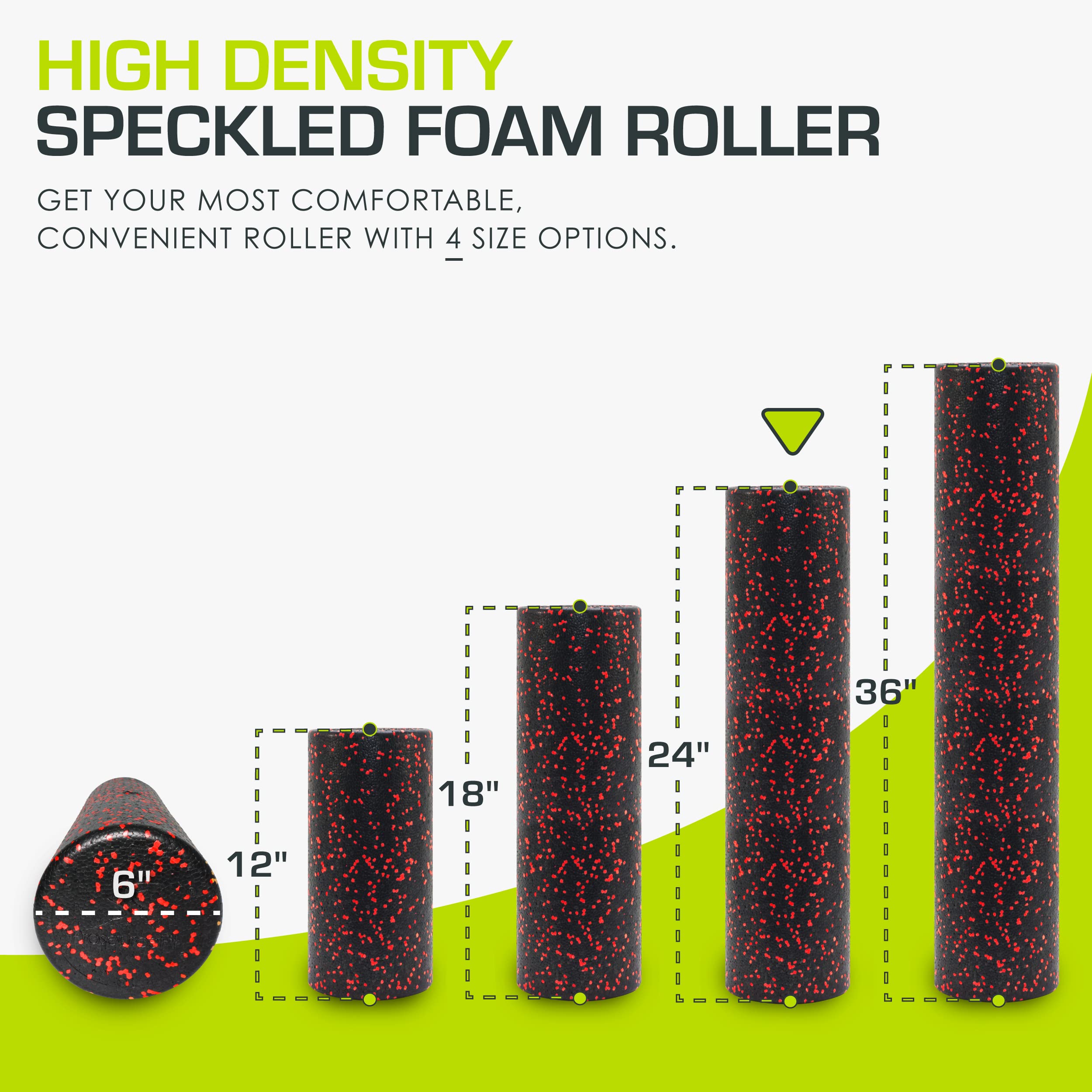 High Density Speckled Foam Roller 24X6-In, Black/Red