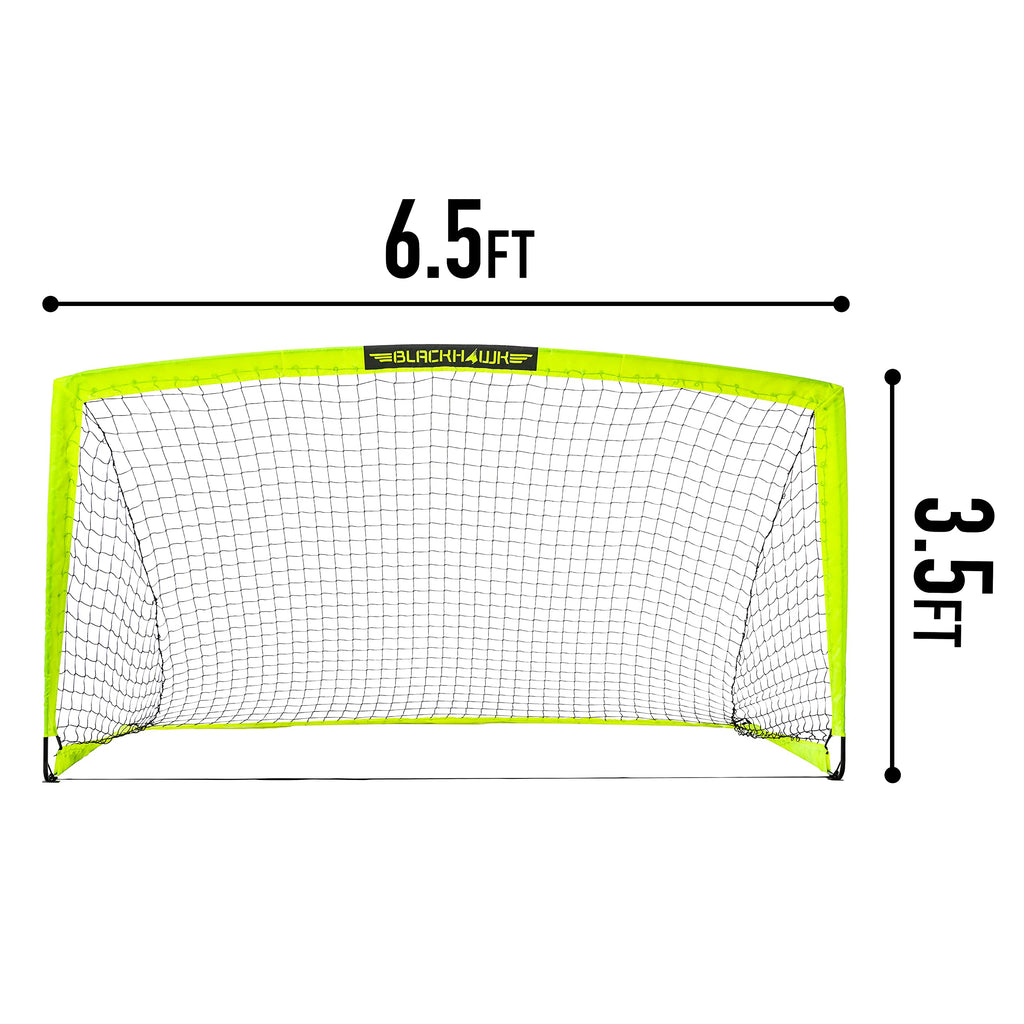 Franklin Sports Blackhawk Backyard Soccer Goal - Portable Kids Soccer Net - Pop Up Folding Indoor + Outdoor Goals - 6'6'' X 3'''