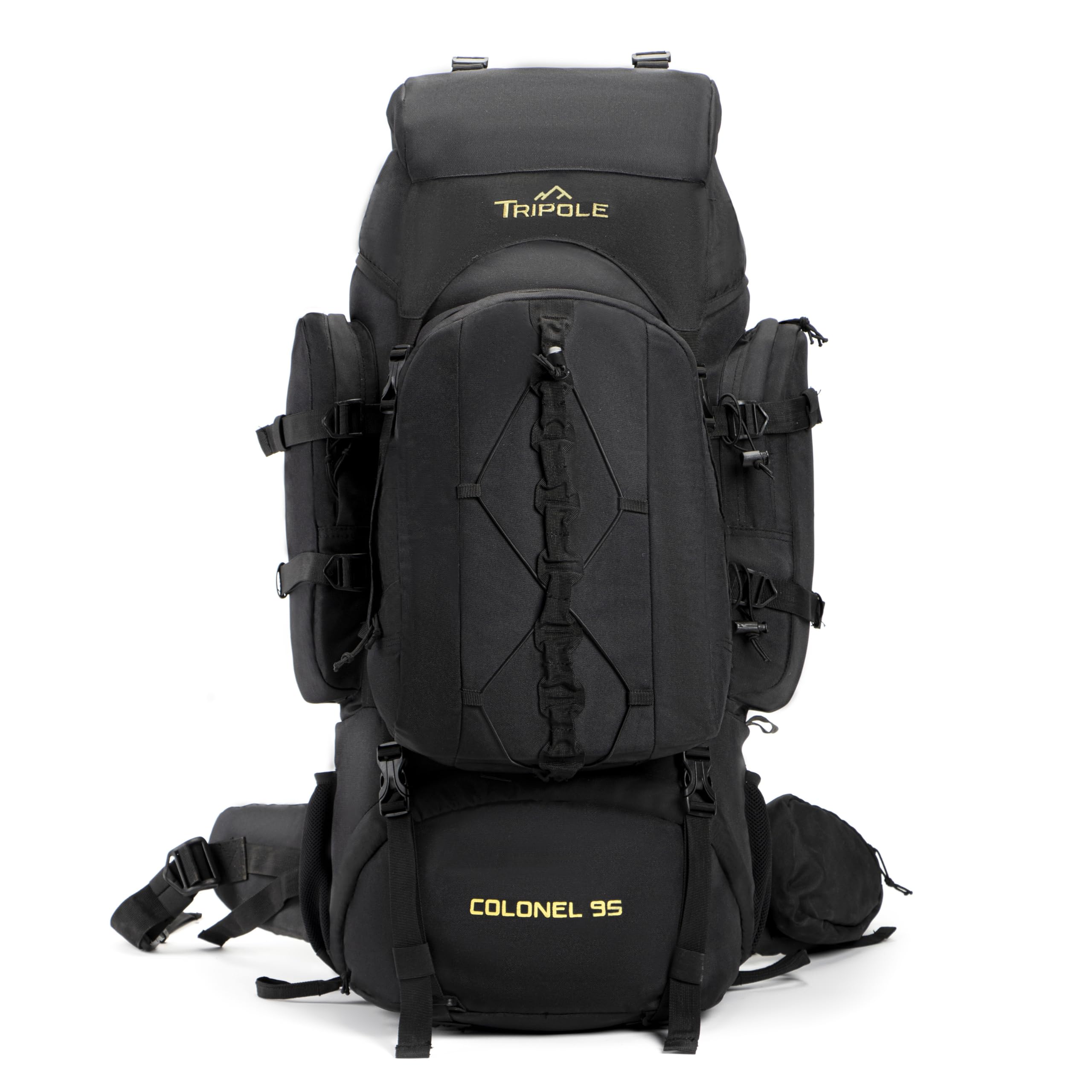 Tripole Colonel 80 Litres Internal Frame Trekking and Hiking Rucksack + Detachable Day Pack, Rain Cover, Black