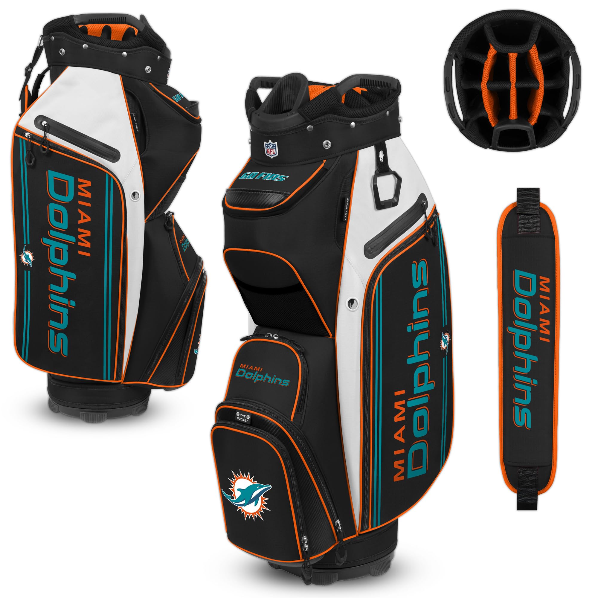Team Effort WinCraft Miami Dolphins Bucket III Cooler Cart Golf Bag