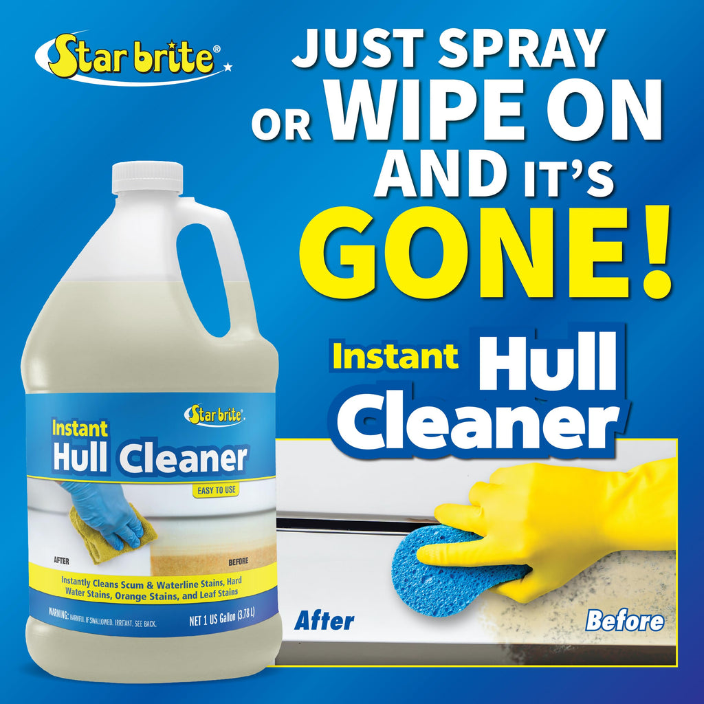 Star Brite Instant Hull Cleaner - Easily Remove Stains, Scum Lines & Grime For Boat Hulls, Fiberglass, Plastic & Painted Surface