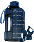 AQUAFIT 128 oz Water Bottle with Time Marker - Straw & Chug Lid - BPA Free 1 Gallon Gym Water Bottle with Handle - Big Gallon Ju