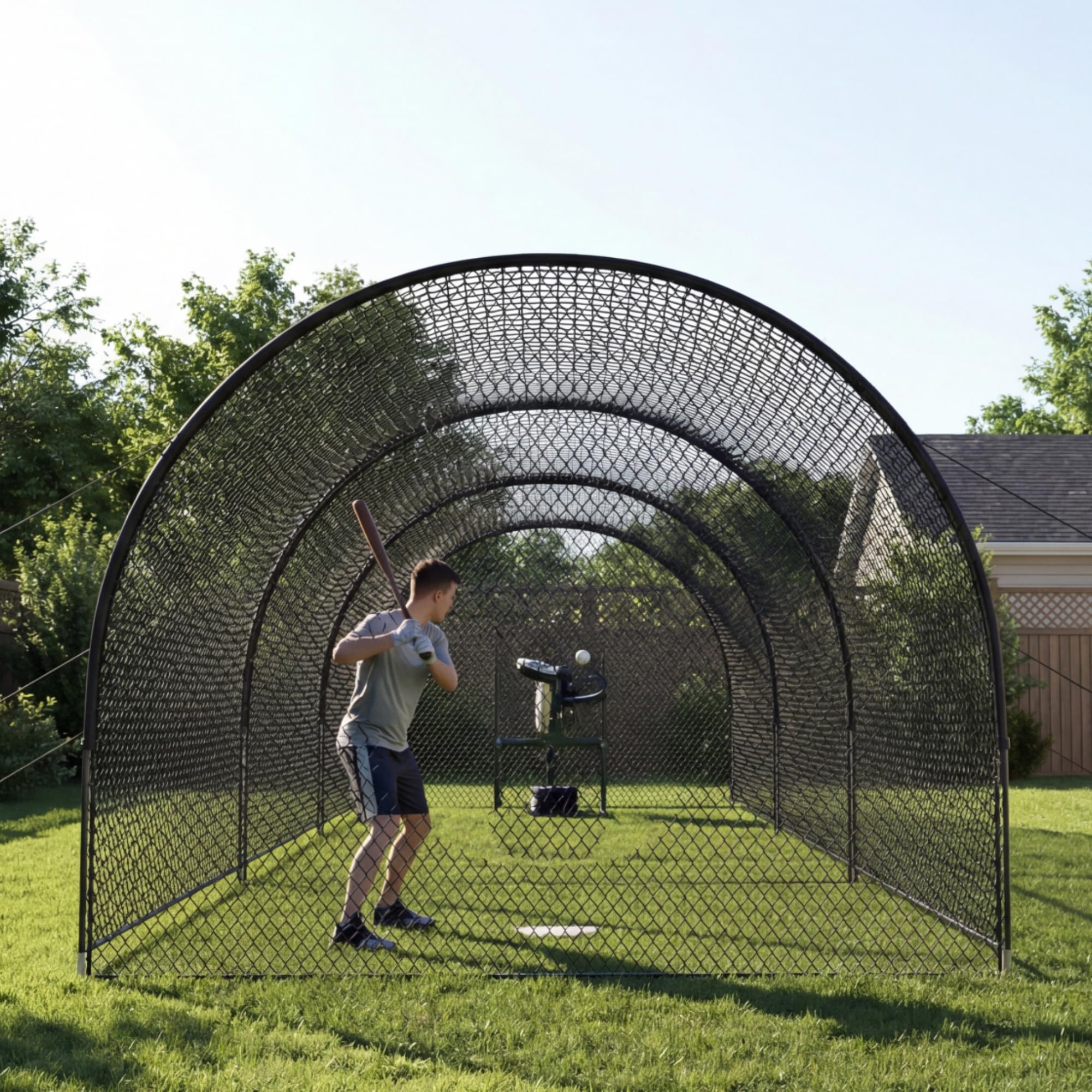 33ft Baseball Batting Cage with Frame and Net, Batting and Pitching Practice Net for Baseball, Softball, and Golf, Suitable for 