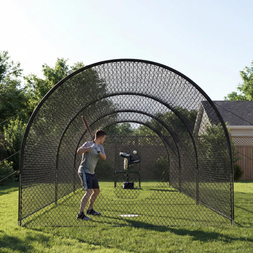 33ft Baseball Batting Cage with Frame and Net, Batting and Pitching Practice Net for Baseball, Softball, and Golf, Suitable for 