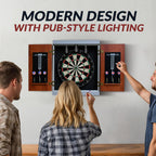 Hathaway Geneva Dartboard And Cabinet Set - Includes 18-In Dartboard, Steel-Tip Darts, Chalk Scoreboards - Perfect For Family Ga