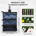 Finger Ten Golf Pouch Bag For Valuables Tee Color With 4 Golf Pencil Pack, Zippered Pocket Gear Clip Hook To Bag (Blue Pouch Bag
