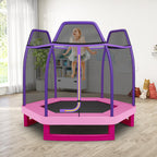 GYMAX Trampoline for Kids, 7FT Toddler Trampoline with Safety Enclosure Net & Seamless Spring Pad, Heavy Duty Small Indoor/Outdo